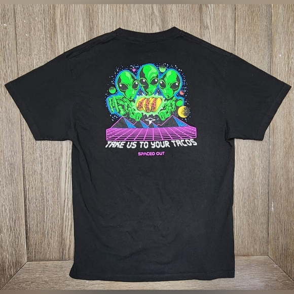 👽 🌮 Spaced Out Take Us To Your Tacos Men's Size Large Graphic T-Shirt 👽 🌮 - Picture 4 of 4